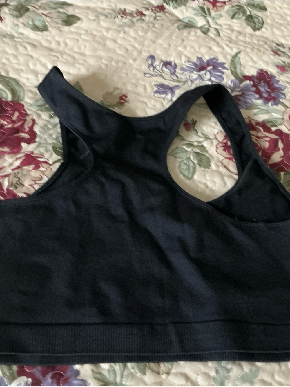 Danskin Black Ribbed Front Racerback Sports Bra - Picture 5 of 5